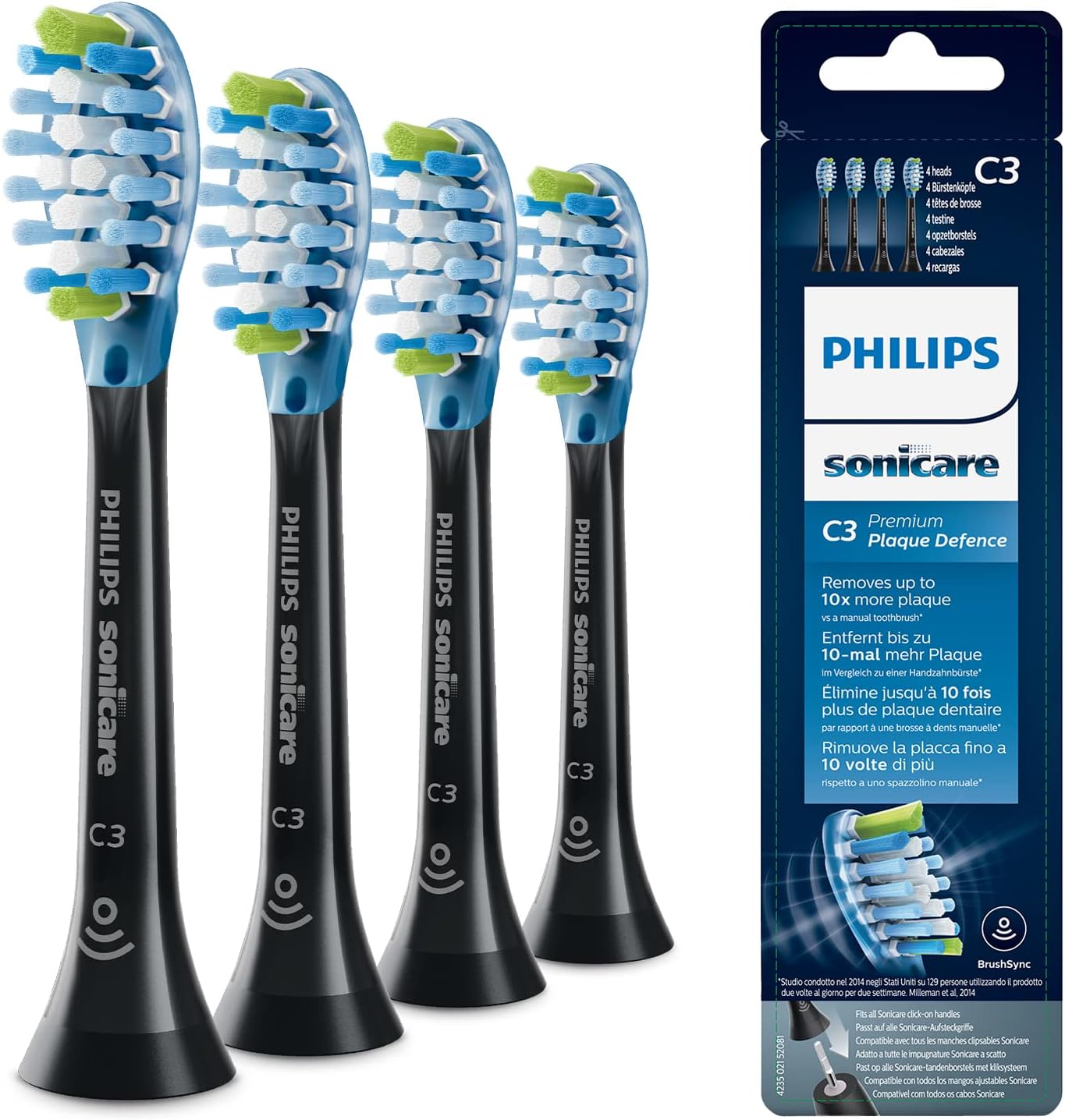 Philips Sonicare C3 Replacement Brush Heads, Premium Plaque Defence BrushSync Enabled