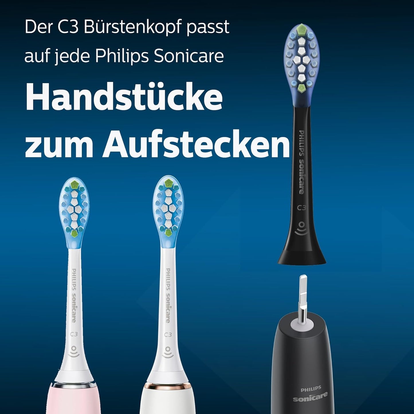 Philips Sonicare C3 Replacement Brush Heads, Premium Plaque Defence BrushSync Enabled